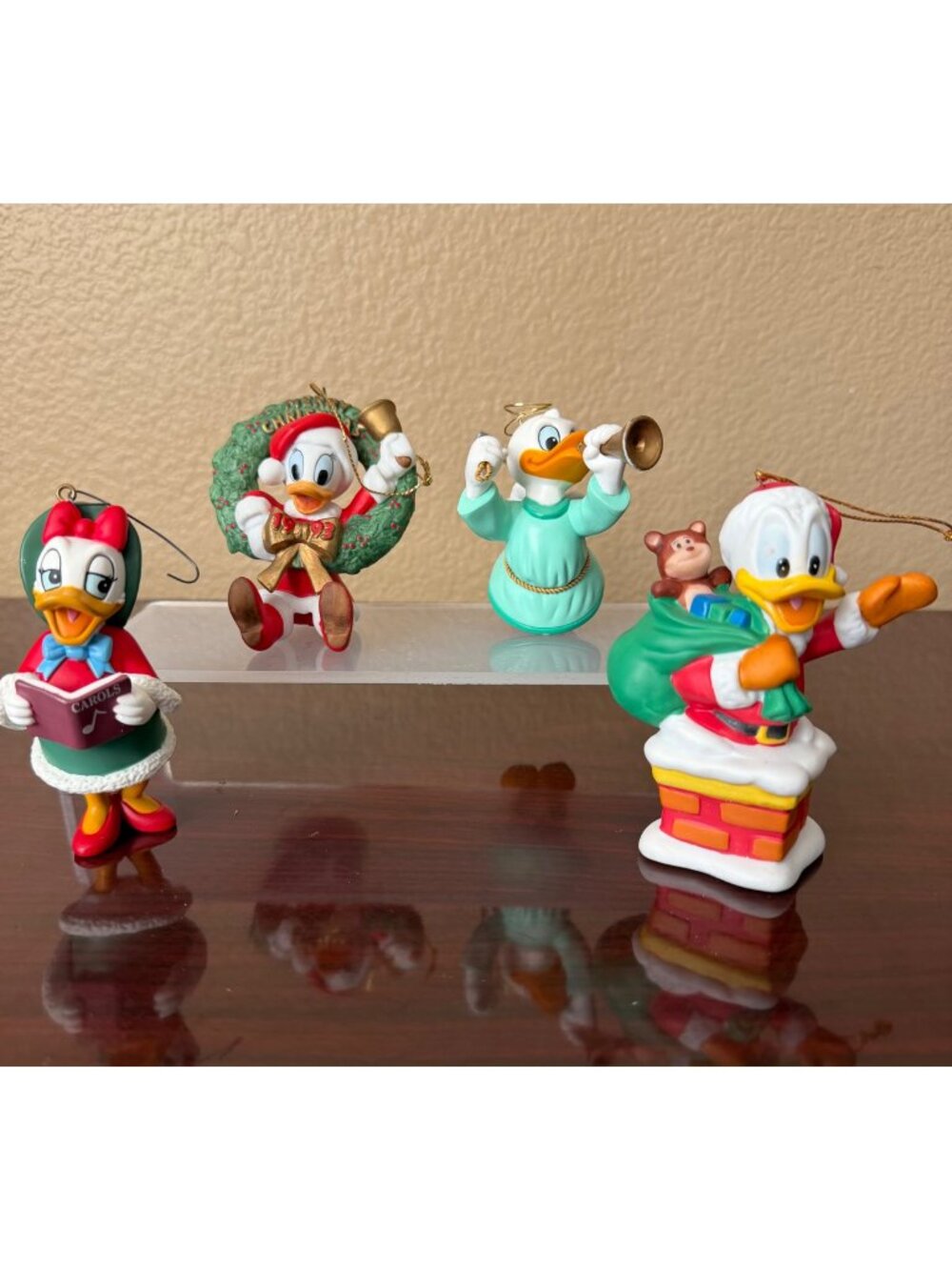 Vintage 1990s Grolier Disney Donald Daisy Duck Christmas Ornaments Lot of 4